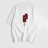 Sales Of Retro Simple Print T-Shirts In The Summer Free-Round Collar Pure Cotton Short