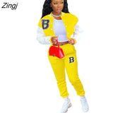 Winter Baseball Sport Women's Set Jacket and Pants Suit Active Sweatsuit Tracksuit Two Piece Set Fitness