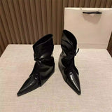 Small Western Cowboy Short Boots In The Autumn And Winter Of 2025, Sharp Bow Sleeves And Trouser