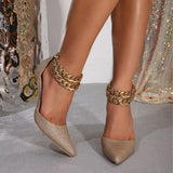 Women's Coarse Heel Single Shoes High Heels Gold Shoes Fashion Women's Shoes Fashion