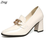 Sexy Women's New High Heels Thick Heel Soft Leather Patent Leather All-match British Square Toe High