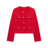 New Flip Decoration Round Collar Short Coat