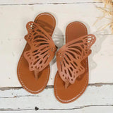 Hollow Breathable Flat-Bottom Slippers Women Retro-Toed Toes Bow Beach Cool
