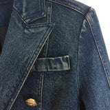 Autumn And Winter Coat Double Buckle Lion Buckle Washing Water Denim West Decoration Small