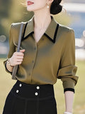 High-Level Temperament Olive Green Collar Long-Sleeved Set Of Sleeves Of The Dress Dress Women's Spring And