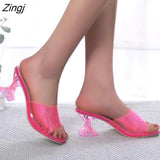 Fashion Newest Women's Green Shoes Silky Broadband Transparent High Heel Comfortable Sandals Ladies High Heel