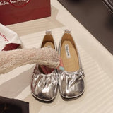 Zingj Dou Shoes Female 2024 Spring And Autumn New Soft Leather A Foot Pedal Flat Shoes Night Wind Gentle Fairy Single