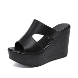 Slope And Cool Slippers Women's Summer New Loose Cake Thick Bottom Waterproof Table Fashion Wearing Large-Size