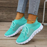 Casual Sports Single Shoe Lace Mesh Breathable Sports Single Shoes Women's Shoes Light Flat Bottom