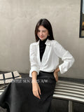 Xixi 2025 Autumn White Label New Temperament Simple Two-Piece Set Of Collar Shirt Long Sleeve Top