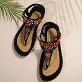 Women's Summer New Women's Shoes Summer Bohemian Flat-Soled Sandals Women's Beaded Beach