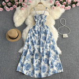 Zingj Pure And Fresh Sweet Strapless Condole Skirt Gentle Wind Waist A Word Floral Dress Seaside Vacation Beach Skirt