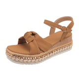 Summer New Loose Cake Heel Sandals Women's Bow Bow Rope Soles Of The Leisure Women's