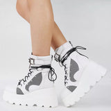 And Large-Size Flat Bottom With Martin Boots Women's Autumn And Winter Water Table Thick-Bottom Gothic-Style Boots Women
