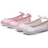 Zingj Shoes Round Head Woven Brocade Ming Made Ancient Style Ancient Costume Flat Shoes Summer Women's Single