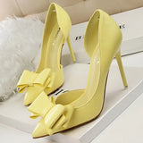 Shoes Bow-knot Woman Pumps Stiletto 10.5 Cm Women Basic Pump Pointed Toe Classic Pumps Sexy High Heels Women Shoes