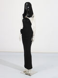 Sexy Fashion Dress Woman 2025 Spring New Hanging Neck Repair Flowers Design Long As The Ass Long As The Hip