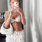 Ruched Bralette And Mini Skirt Set-Outfit