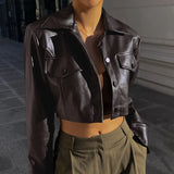 Zingj 2023 Hot Style Women's Sexy Crop Hot Girl Motorcycle Suit Single Breasted Jacket