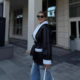 Autumn And Winter New Fashion Temperament Fur Integrated Korean Version Of Long-Sleeved Splicing Coat