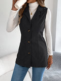 Autumn And Winter Leisure Single Buckle Suit Neck Lint Vest Coat Women's
