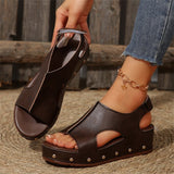 New Summer Women's Thick-Sed Fish Mouth Sandals Large-Size Magic Thick-Soled