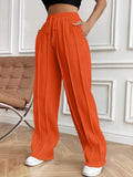 Women's Casual Fashion Pants Draw Rope Vertical Striped Straight Sweatpants