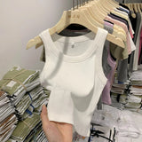 Girls Tight Anti-Smooth Threaded Vest Women's Spring And Summer Suit Slim Top Ins
