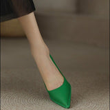 And Summer New Korean Version Of The Fashion High Heels Tips Light-Tied Thick And Solid Orange Single Shoes Commuter Work