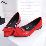 Elegant Red Pointed Toe Flat Shoes Women Patent Leather Flats Fashion Slip On Ladies Shoes Lady Slip On Ballet Office