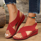 Asia Hollow Cross With Thick-Soled Sandals Women Magic Sticker Pure Light Slope And Beach Cool
