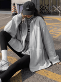 Solid Color Oversized Zip Up Hoodie- Outfit