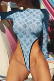 Transparent Mesh Body Suit Sexy Tops for Women High Cut Long Sleeve Bodysuits Leotard Tops Outfits