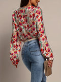 And Summer Fashion Printed Shirt Women 2025 New V-Neck Chiffon Top Loose Lantern Sleeve Shirt