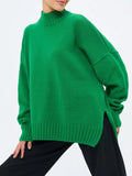 And Winter Half-High Collar Thread Sweater Solid Color Cover Loose Casual
