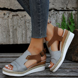 Fish Mouth Slope Heel Sandals Large-Size Folded Belt Buckle Bottom Hemp Rope Soles Women's Sandals In The Summer Of