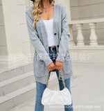 Long Coat Women's Long Dress Long Female Solid Color Mah-Button Cardigan Long-Sleeved British