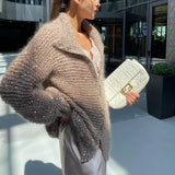 Zingj Autumn And Winter New Advanced Temperament Small Fragrant Wind Comfortable Sequin V Neck Sweater-Outfit