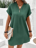 Women's 2025 New V Solid Color Coat Coat Comfortable Casual Button