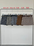 Xixi 13 Line 2025 Autumn White Retro High-Waisted Skirt Print A-Word Bag Hip Short Skirt