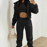 Women's Plus Velvet Hooded Movement Fashion Dress Spring Wearing A Complete Set Of Women's