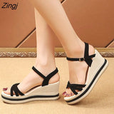 New Fashion Women Wedge Sandals Summer Platform Sandals Buckle Strap Open Toe Platform Casual Shoes Ladies