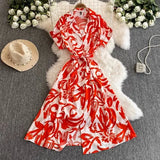 Sales Of 2025 Summer High-End Ocean Gas Printing Long Shirt Dress