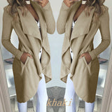 Big-Size Wish Ebay Fashion Pure Color Collar Repair Long Wind Coat