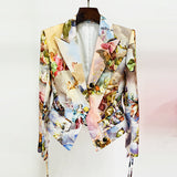 New Fashion Rope Repair Waist Retro Renaissance Angel Printed Suit