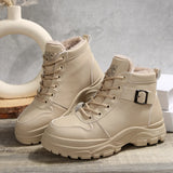 New Autumn And Winter Women Keep Warm Martin Boots Plus Thick Tie Thick Bottom Short Boots Women's