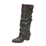 Belt Buckle Boots 2025 Spring New British Wind Point Western Cowboy Boots Retro Cowboy