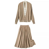 Autumn Suit Hit Fake Two V-Neck Knitted Cardigan / Actually Tight Waist Half-Dressed