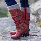Autumn And Winter Trouser Boots Women Large Size Thick And High-Heeled Boots Belt Buckle Fashion Thin Boots