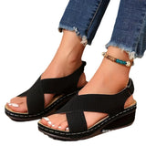 Asia Hollow Cross With Thick-Soled Sandals Women Magic Sticker Pure Light Slope And Beach Cool